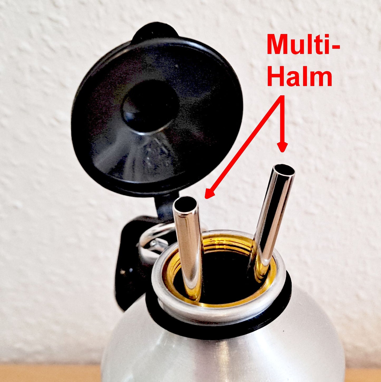 Multihalm aus Metall mit Reinigungs-Bürste